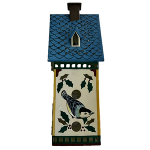 Lenox Winter Greetings Nuthatch Birdhouse Toleware Metal Votive Luminary RETIRED